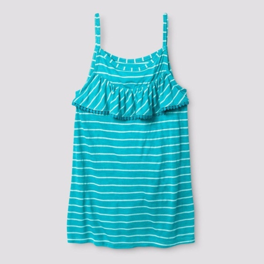 Cat and Jack Turquoise ruffle tank top